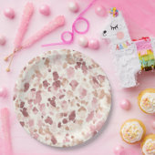 Rosa Creme Schokolade Braun Abstrakt Leopard Tier Pappteller (Party)