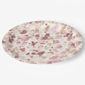 Rosa Creme Schokolade Braun Abstrakt Leopard Tier Pappteller (Schrägansicht)