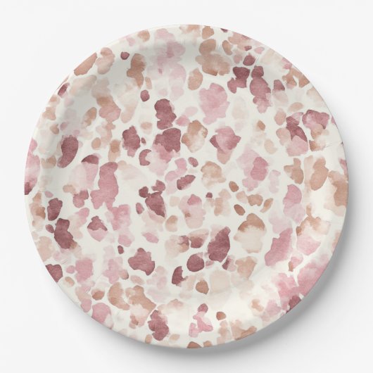 Rosa Creme Schokolade Braun Abstrakt Leopard Tier Pappteller (Vorderseite)