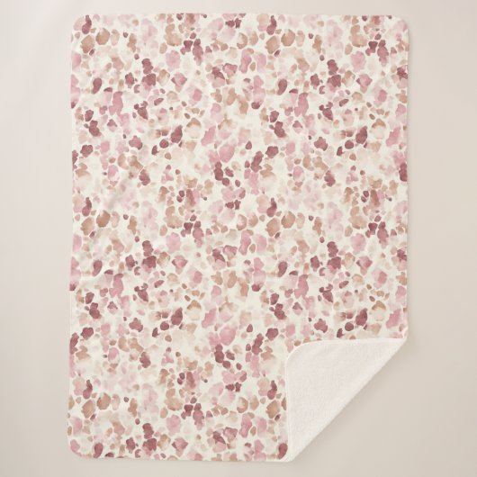 Rosa Creme Schokolade Braun Abstrakt Leopard Tier Sherpadecke (Vorderseite)