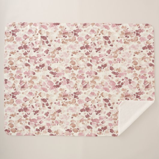 Rosa Creme Schokolade Braun Abstrakt Leopard Tier Sherpadecke (Vorderseite (Horizontal))