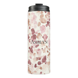 Rosa Creme Schokolade Braun Abstrakt Leopard Tier Thermosbecher