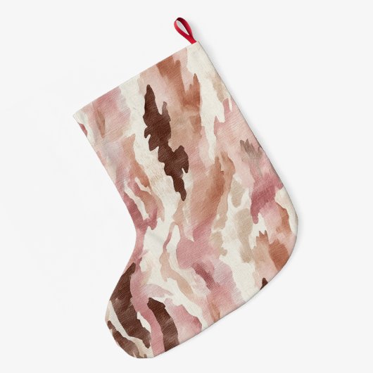 Rosa Creme Schokolade Braun Abstrakt Weihnachten Großer Weihnachtsstrumpf (Rückseite (Hängend))