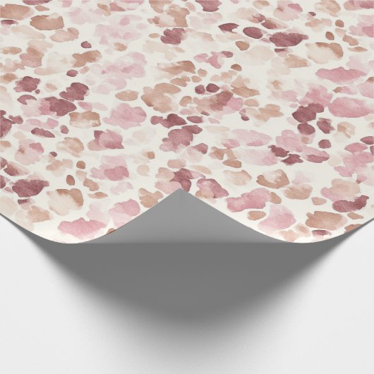 Rosa Creme Schokolade Brauner Leopard Tier Geburts Geschenkpapier (Ecke)