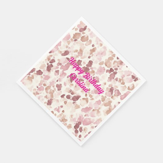 Rosa Creme Schokolade Brauner Leopard Tier Geburts Serviette (Ecke)