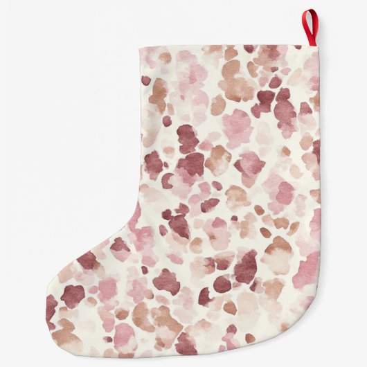 Rosa Creme Schokolade Brown Leopard Weihnachten Großer Weihnachtsstrumpf (Rückseite)