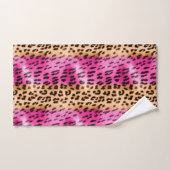 Rosa Creme Schwarzer Leopard Tierprint Badhandtuch Set (Handtuch)
