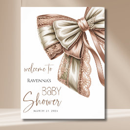 Rosa Creme Spitze Schleife Perlen Baby Shower Begr Poster