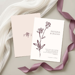 Rosa Creme & Staubiges Mauve Elegante Florale Ho Einladung