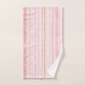 Rosa Creme Streifen Badhandtuch Set (Handtuch)