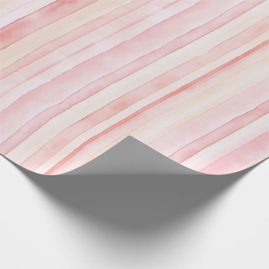 Rosa Creme Streifen Geburtstag Geschenkpapier (Ecke)