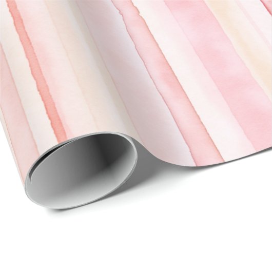 Rosa Creme Streifen Geburtstag Geschenkpapier (Rolleneckpunkt)