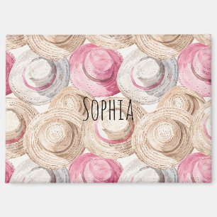 Rosa Creme Strohhüte Magnet