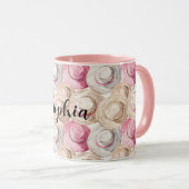 Rosa Creme Strohhüte Tasse (VorderseiteRechts)