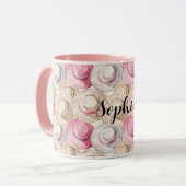 Rosa Creme Strohhüte Tasse (Vorderseite Links)