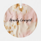 Rosa Creme Südwest Cowgirl Cowhide Ornament Aus Metall (Vorderseite)