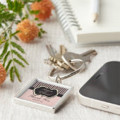 Rosa, Creme und grau gestrichen Danke Schlüsselanhänger (Seite)