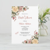 Rosa Creme Vintages Brautparty Einladung (Stehend Vorderseite)