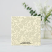Rosa Creme Wedding Monogram Damask Einladung (Stehend Vorderseite)