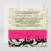 Rosa Creme Wedding Monogram Damask Einladung (Rückseite)