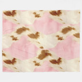 Rosa Creme Weißbrauner Cowhid Fleecedecke (Vorderseite (Horizontal))