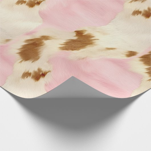 Rosa Creme Weißbrauner Cowhid Geschenkpapier (Ecke)