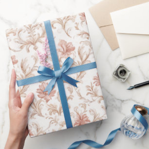 Rosa Creme Weiße Florale Hochzeitsdusche Geschenkpapier