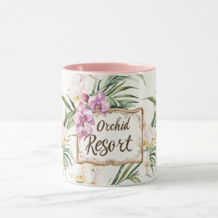 Rosa Creme Weiße Tropische Orchideen Blumen Resort Tasse