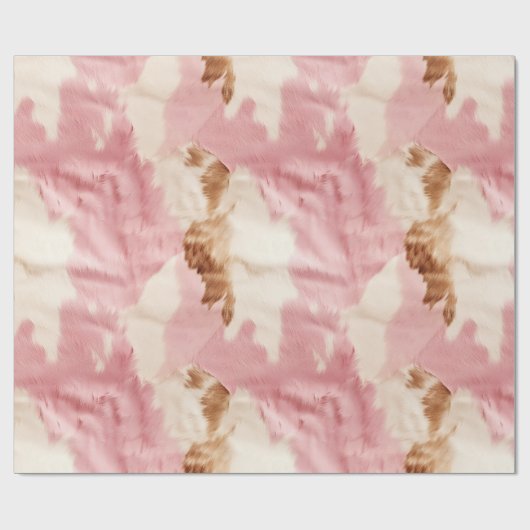 Rosa Creme Weißes Tier Geschenkpapier (Flach)