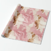 Rosa Creme Weißes Tier Geschenkpapier (Ungerollt)