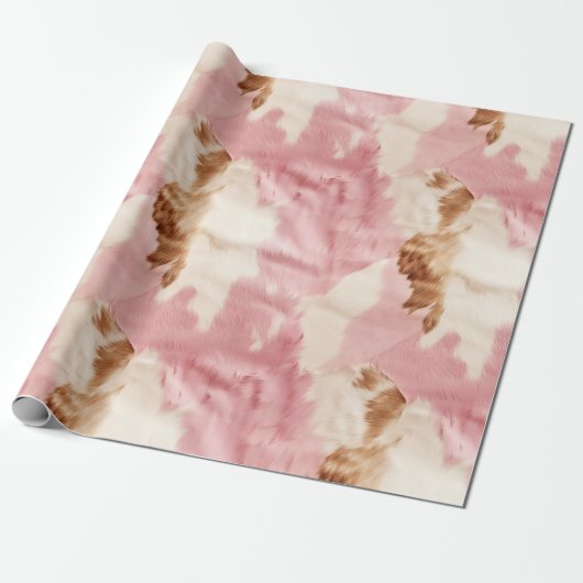 Rosa Creme Weißes Tier Geschenkpapier (Ungerollt)