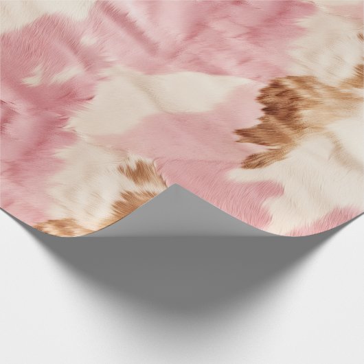 Rosa Creme Weißes Tier Geschenkpapier (Ecke)