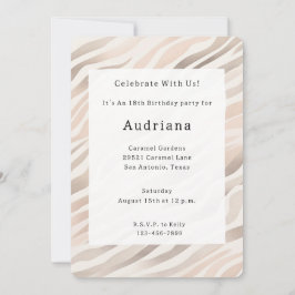 Rosa Creme Zebra Animal Print Birthday Einladung