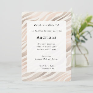 Rosa Creme Zebra Animal Print Birthday Einladung