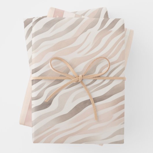 Rosa Creme Zebra Animal Print Birthday Geschenkpapier Set (Beispiel)