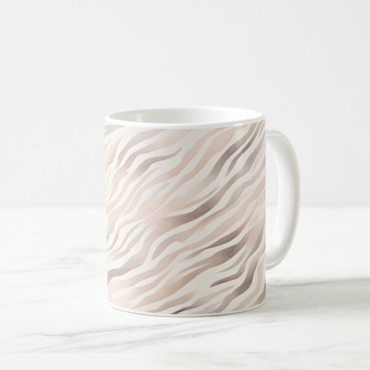 Rosa Creme Zebra Animal Print Kaffeetasse (VorderseiteRechts)