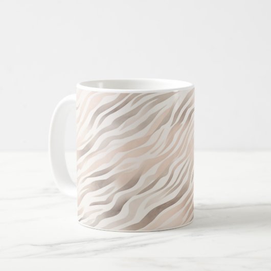 Rosa Creme Zebra Animal Print Kaffeetasse (Vorderseite Links)