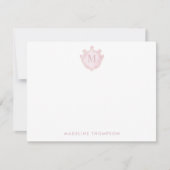 Rosa Crest Classic Monogramm Mitteilungskarte (Vorderseite)