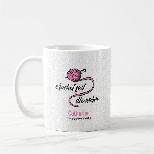 Rosa Crochet schnell, Die warm Kaffeetasse (Links)