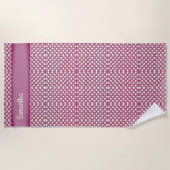 Rosa Crochet Yarn - Mit Ihrem Namen anpassen Strandtuch (Vorderseite)