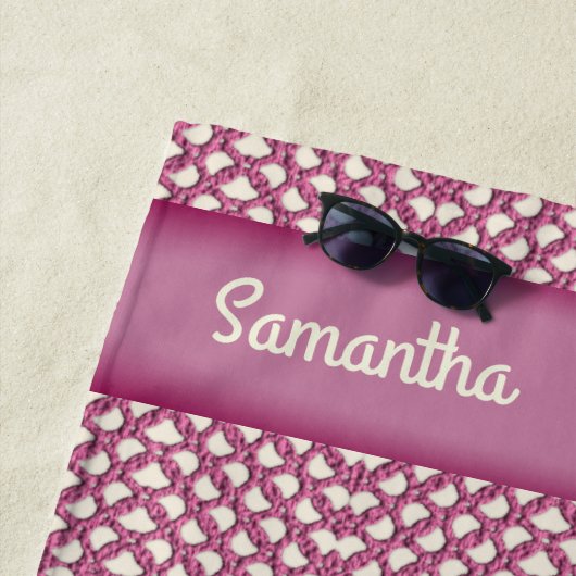 Rosa Crochet Yarn - Mit Ihrem Namen anpassen Strandtuch (Beispiel)