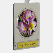 Rosa Crocses Frühlingsblume Banner-Ornament Silber (Rechts)