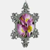 Rosa Crocses Frühlingsblume Schneeflocken Zinn-Ornament (Links)