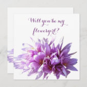 Rosa Crocus Blume Werden Sie meine Blumenkarte sei Einladung (Vorne/Hinten)