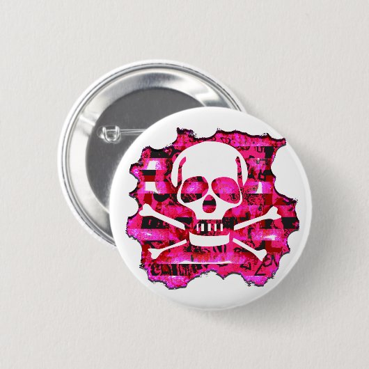 Rosa Crossbones Button (Vorne & Hinten)