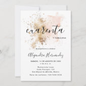 Rosa Cuarenta y Fabulosa Cumpleaños Einladung (Vorderseite)