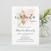 Rosa Cuarenta y Fabulosa Cumpleaños Einladung (Stehend Vorderseite)