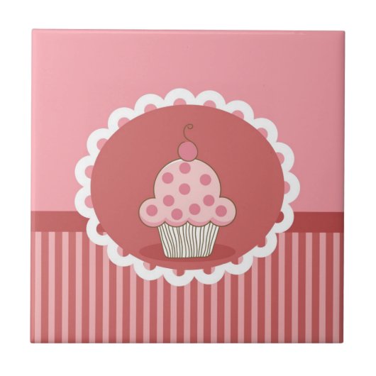 Rosa Cupcake-Design Fliese (Vorderseite)