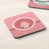 Rosa Cupcake-Design Getränkeuntersetzer (Linke Seite)
