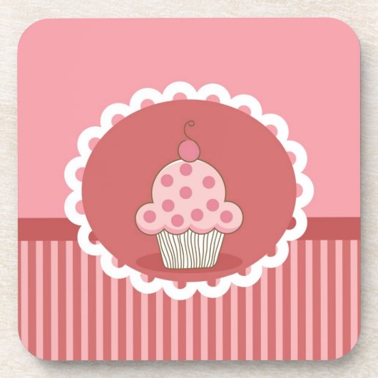 Rosa Cupcake-Design Getränkeuntersetzer (Vorderseite)